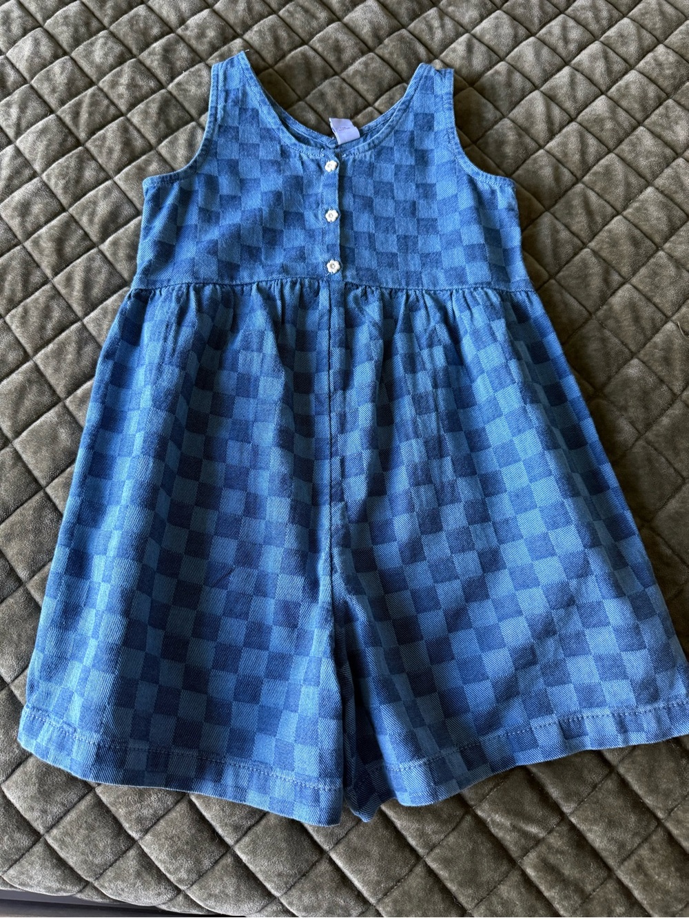 Old Navy Blue Check Cotton Romper